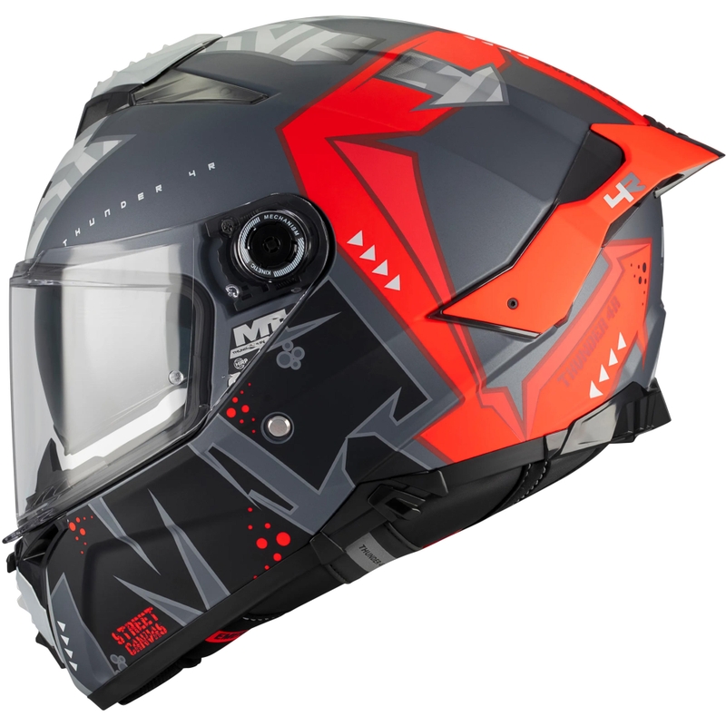 Celoobrazna motoristična čelada MT Thunder 4 R SV Canvas C5 črno-sivo-rdeča