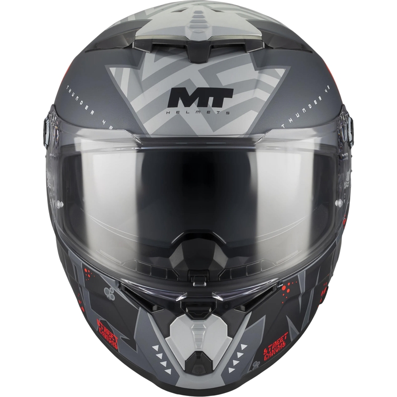 Celoobrazna motoristična čelada MT Thunder 4 R SV Canvas C5 črno-sivo-rdeča