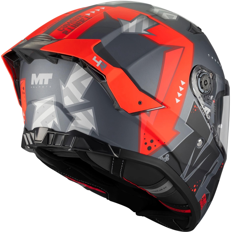 Celoobrazna motoristična čelada MT Thunder 4 R SV Canvas C5 črno-sivo-rdeča