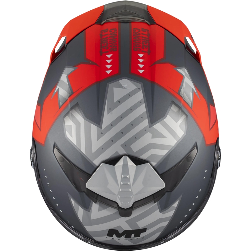 Celoobrazna motoristična čelada MT Thunder 4 R SV Canvas C5 črno-sivo-rdeča