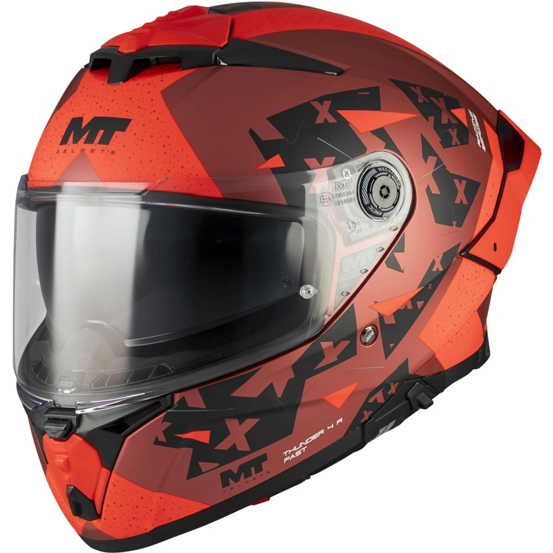 Celoobrazna motoristična čelada MT Thunder 4 R SV Fast C5 mat črno-sivo-rdeča