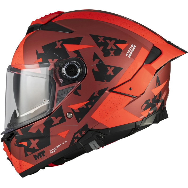 Celoobrazna motoristična čelada MT Thunder 4 R SV Fast C5 mat črno-sivo-rdeča