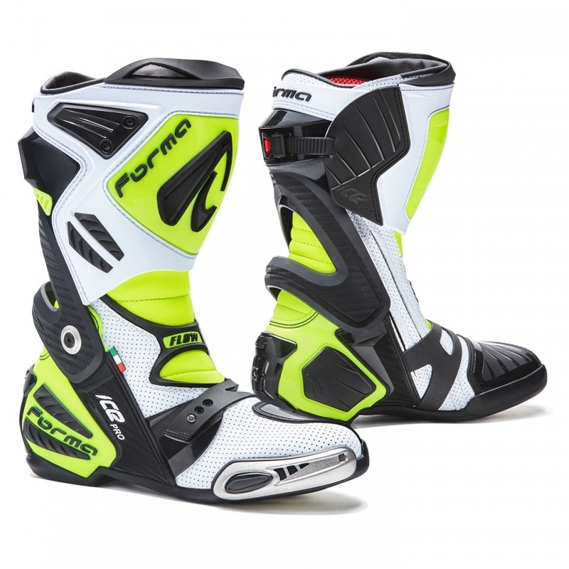 Forma Ice Pro Flow belo-črno-rumeno-fluo rumeni motoristični škornji