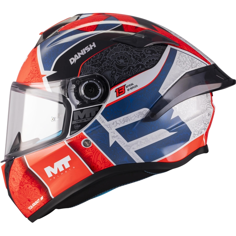 Celoobrazna motoristična čelada MT Targo S Danish_26_Season C5 rdeče-modro-siva