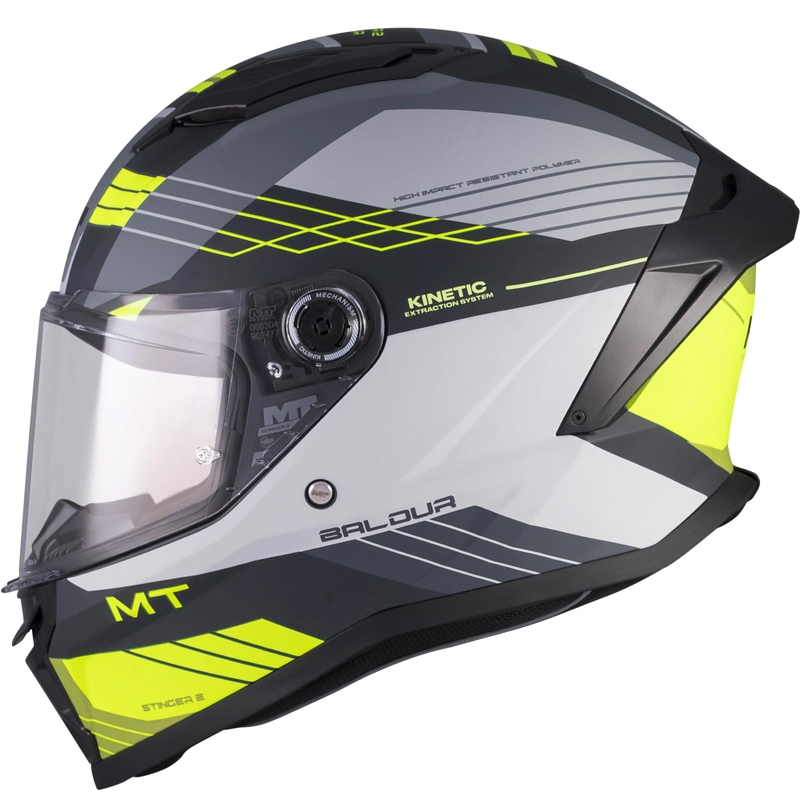 Celoobrazna motoristična čelada MT Stinger 2 Baldur C3 črno-sivo-fluo rumena