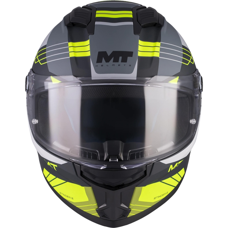 Celoobrazna motoristična čelada MT Stinger 2 Baldur C3 črno-sivo-fluo rumena