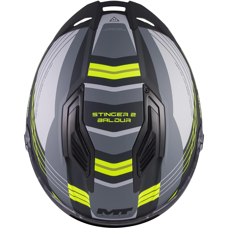Celoobrazna motoristična čelada MT Stinger 2 Baldur C3 črno-sivo-fluo rumena
