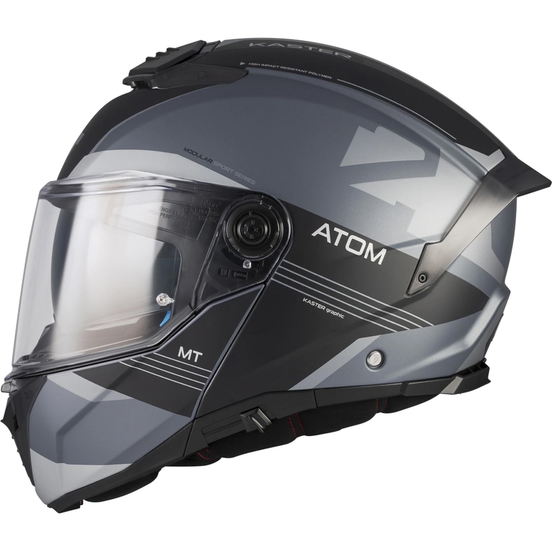 Motoristična čelada MT Atom 2 SV Kaster C2, mat črno-siva, zložljiva