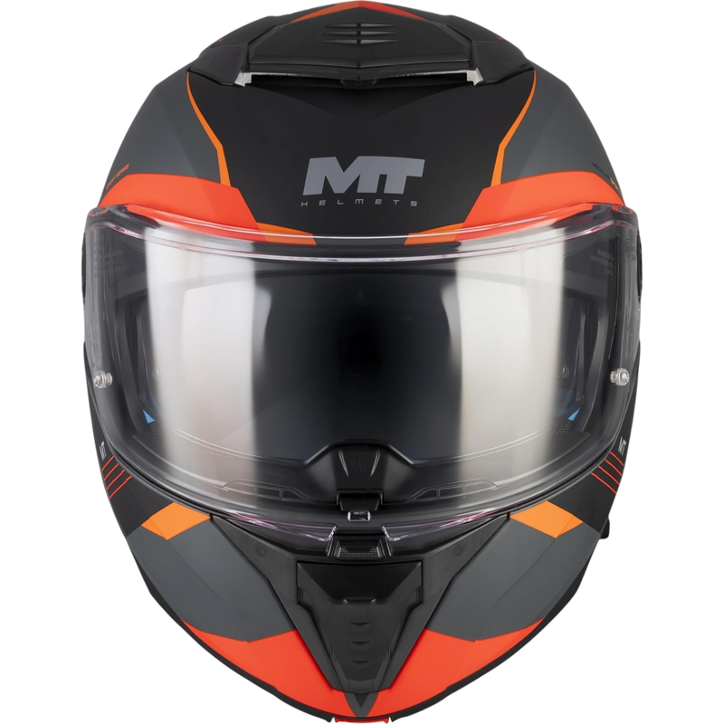 Preklopna motoristična čelada MT Atom 2 SV Kaster C14 mat črno-sivo-oranžna