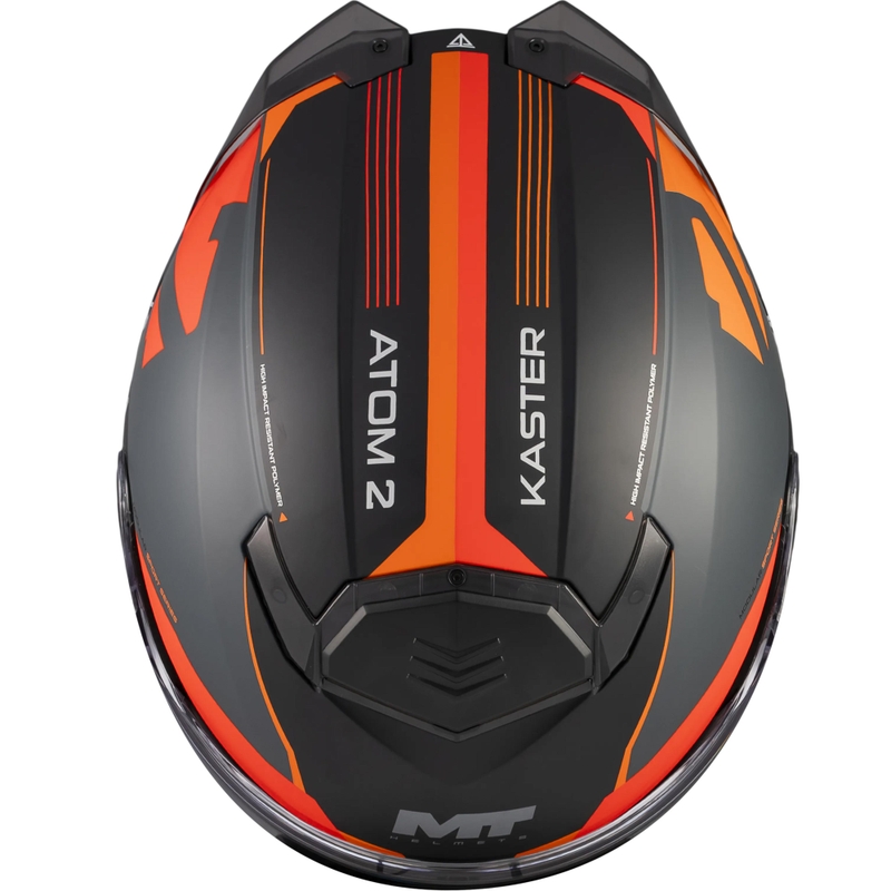 Preklopna motoristična čelada MT Atom 2 SV Kaster C14 mat črno-sivo-oranžna