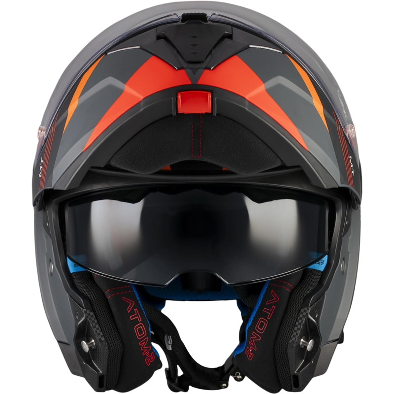 Preklopna motoristična čelada MT Atom 2 SV Kaster C14 mat črno-sivo-oranžna