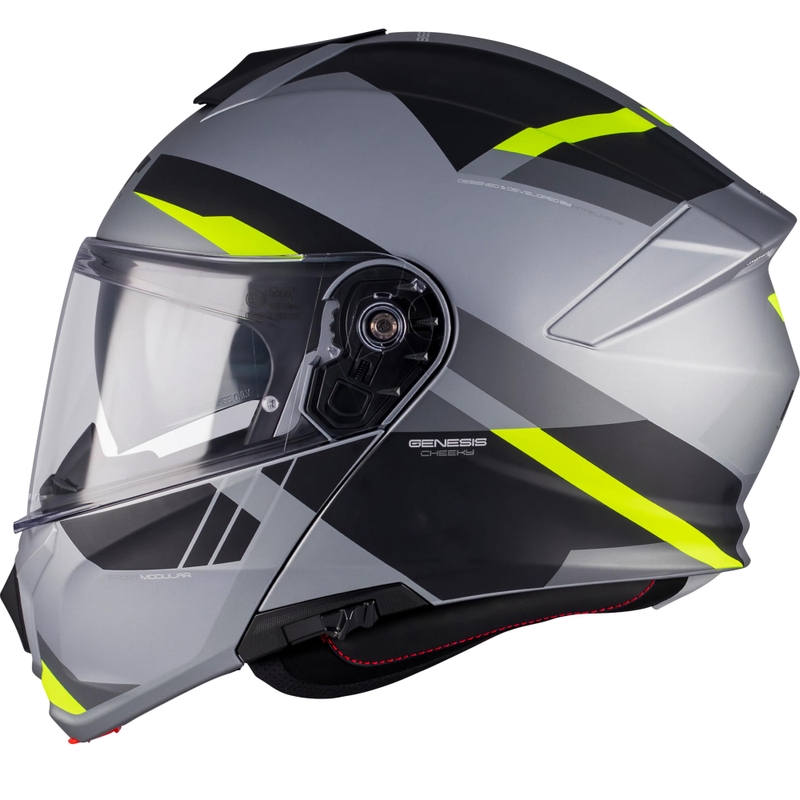 Motoristična čelada MT Genesis R SV Cheeky C3 črno-siva-fluo rumena