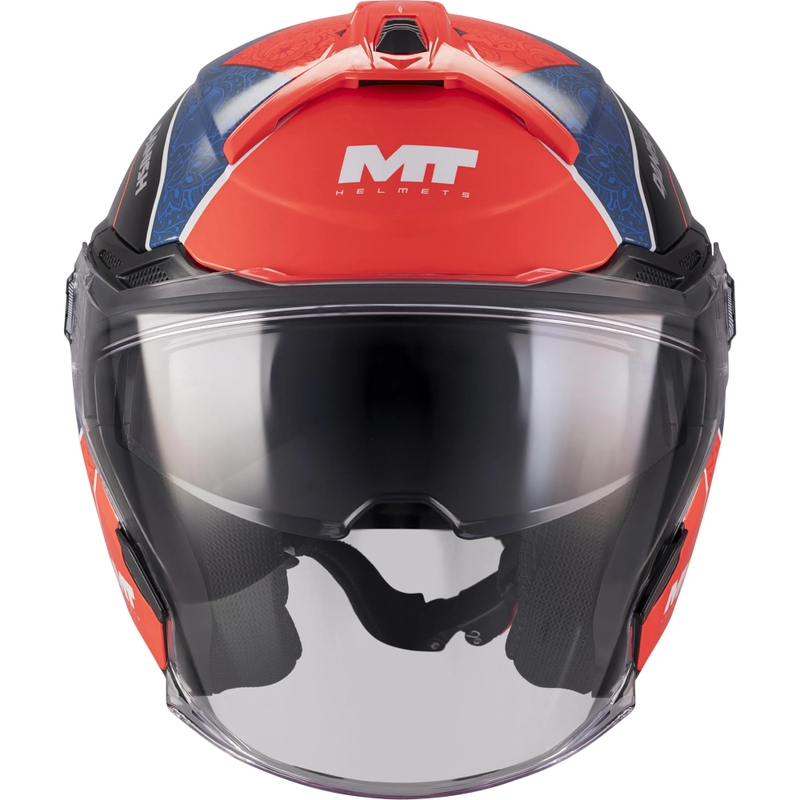 Odprta motoristična čelada MT Cosmo SV Danish 26 Season C5 modro-rdeče-belo-črna