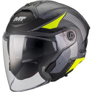 Odprta motoristična čelada MT Cosmo SV Zafiro C3 mat črno-sivo-fluo rumena