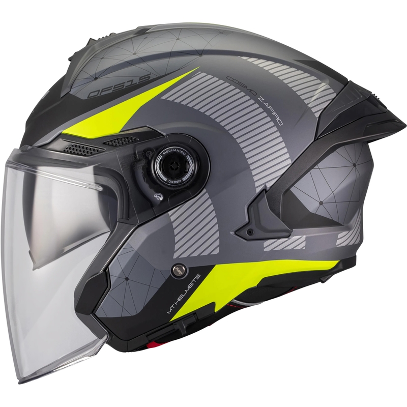 Odprta motoristična čelada MT Cosmo SV Zafiro C3 mat črno-sivo-fluo rumena
