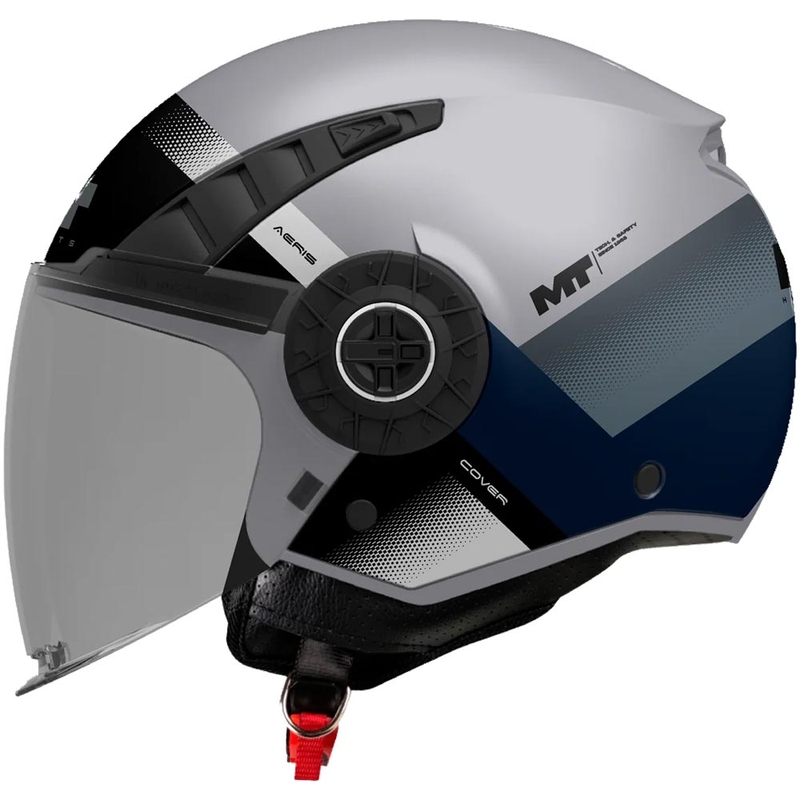 Odprta motoristična čelada MT Aeris Cover C2 mat sivo-črno-modra