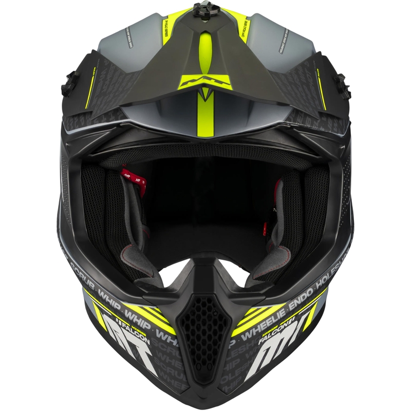 Motokros čelada MT Falcon S Ruler C2 mat črno-sivo-fluo rumena