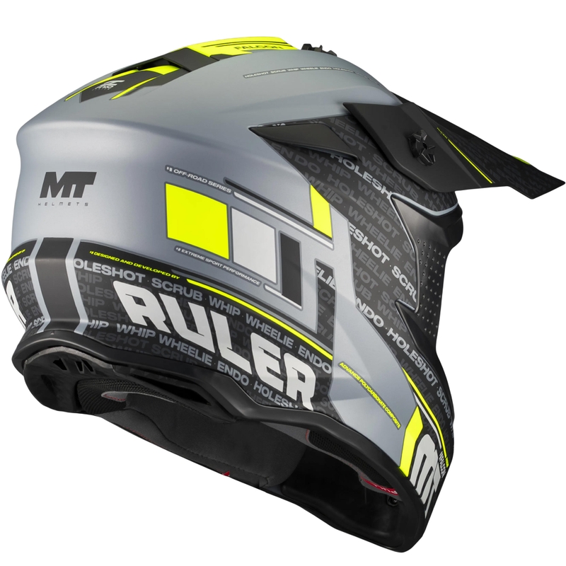 Motokros čelada MT Falcon S Ruler C2 mat črno-sivo-fluo rumena