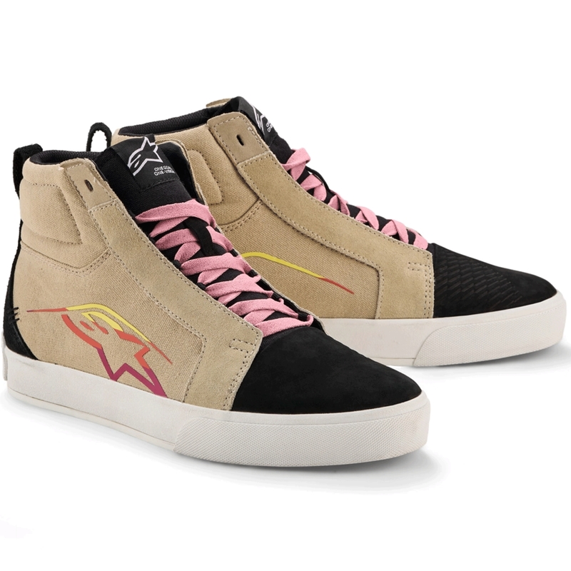 Moto škornji Alpinestars Ride-63 iz platna, kremno-črno-beli