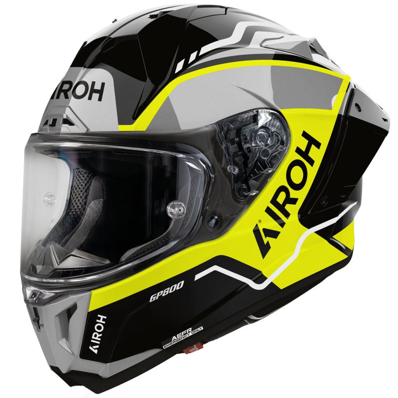 Airoh GP 800 Lane motoristična čelada z integriranim obrazom, fluo rumena