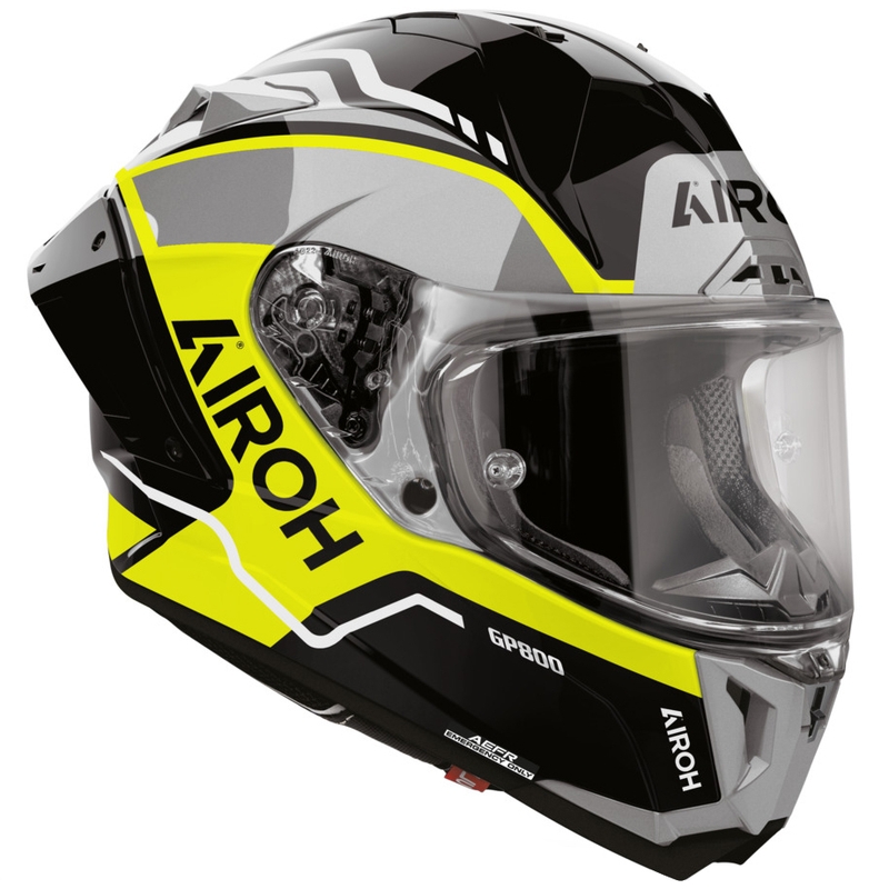 Airoh GP 800 Lane motoristična čelada z integriranim obrazom, fluo rumena