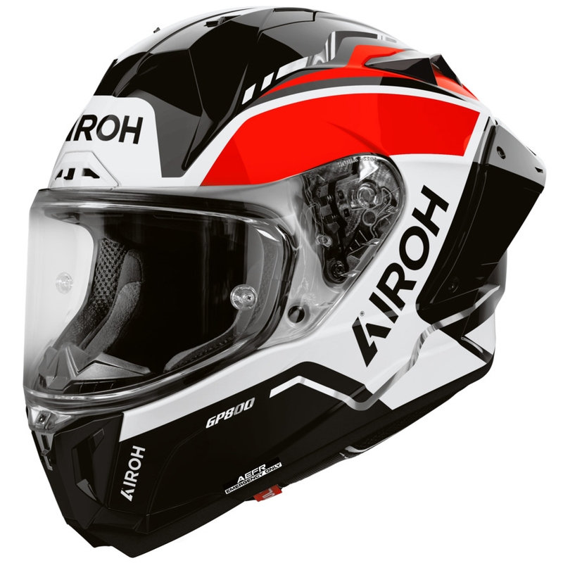 Airoh GP 800 Lane motoristična čelada z integriranim obrazom, rdeča