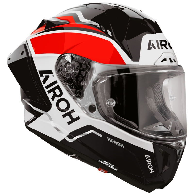 Airoh GP 800 Lane motoristična čelada z integriranim obrazom, rdeča