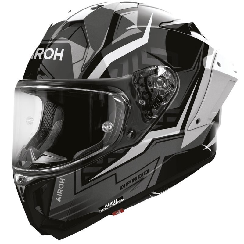 Airoh GP 800 Victory motoristična čelada z integriranim obrazom, srebrna