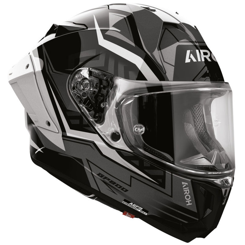 Airoh GP 800 Victory motoristična čelada z integriranim obrazom, srebrna