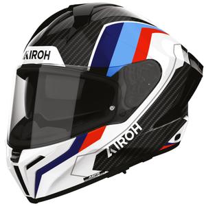 Airoh Matryx Carbon Rank motoristična čelada z integriranim obrazom, črno-belo-modra