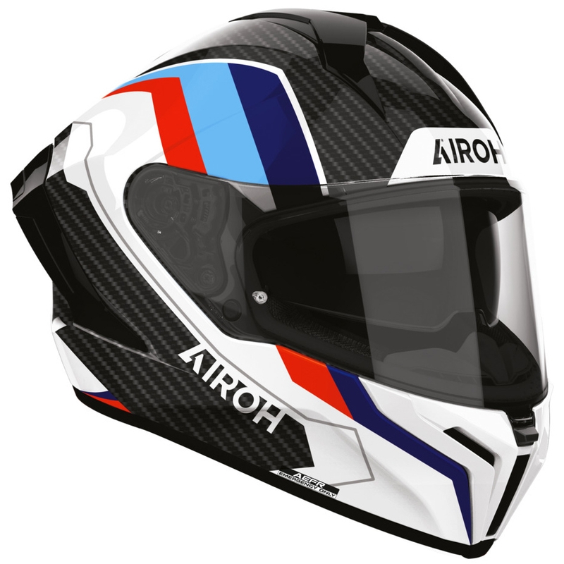 Airoh Matryx Carbon Rank motoristična čelada z integriranim obrazom, črno-belo-modra