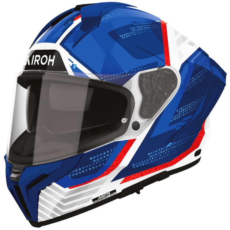 Airoh Matryx Starburst motoristična čelada z integriranim obrazom modro-rdeča