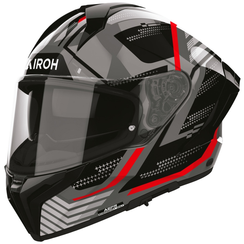 Airoh Matryx Starburst motoristična čelada z integriranim obrazom črno-rdeča