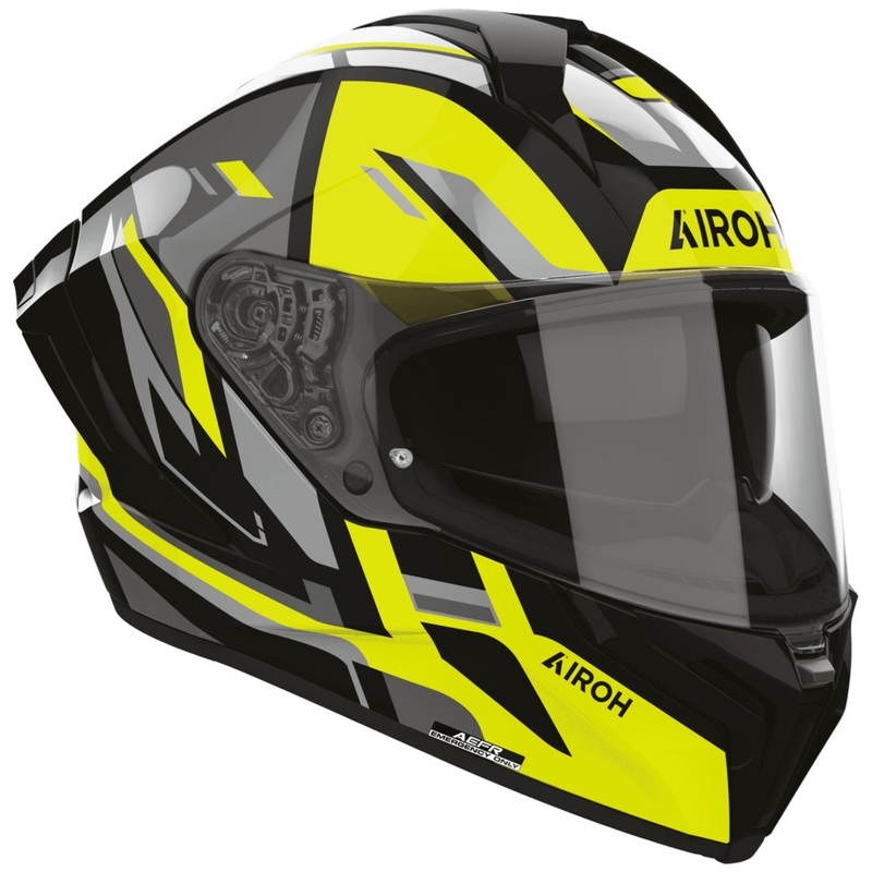 Motoristična čelada Airoh Matryx Sentry z integriranim obrazom, rumena