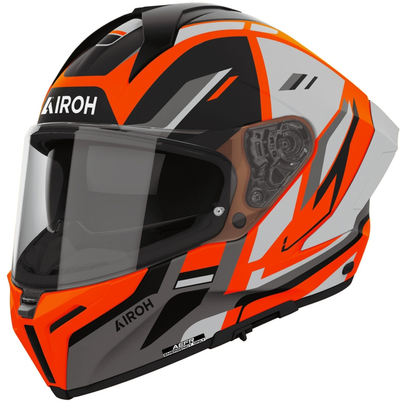 Airoh Matryx Sentry motoristična čelada z integriranim obrazom, oranžna