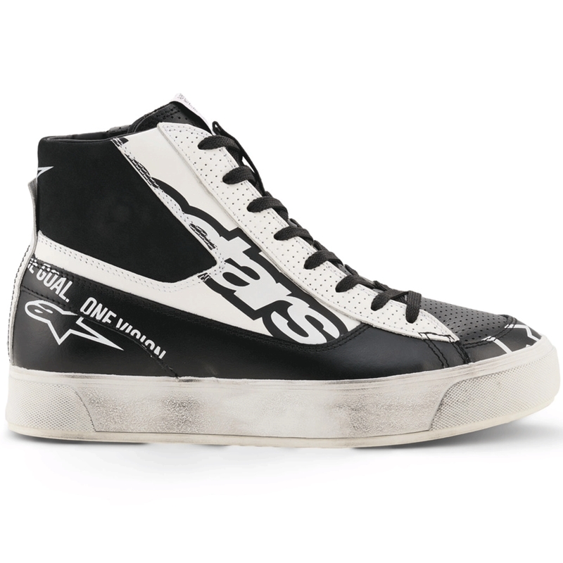Ženski motoristični škornji Alpinestars Stella Stated Flair črno-beli
