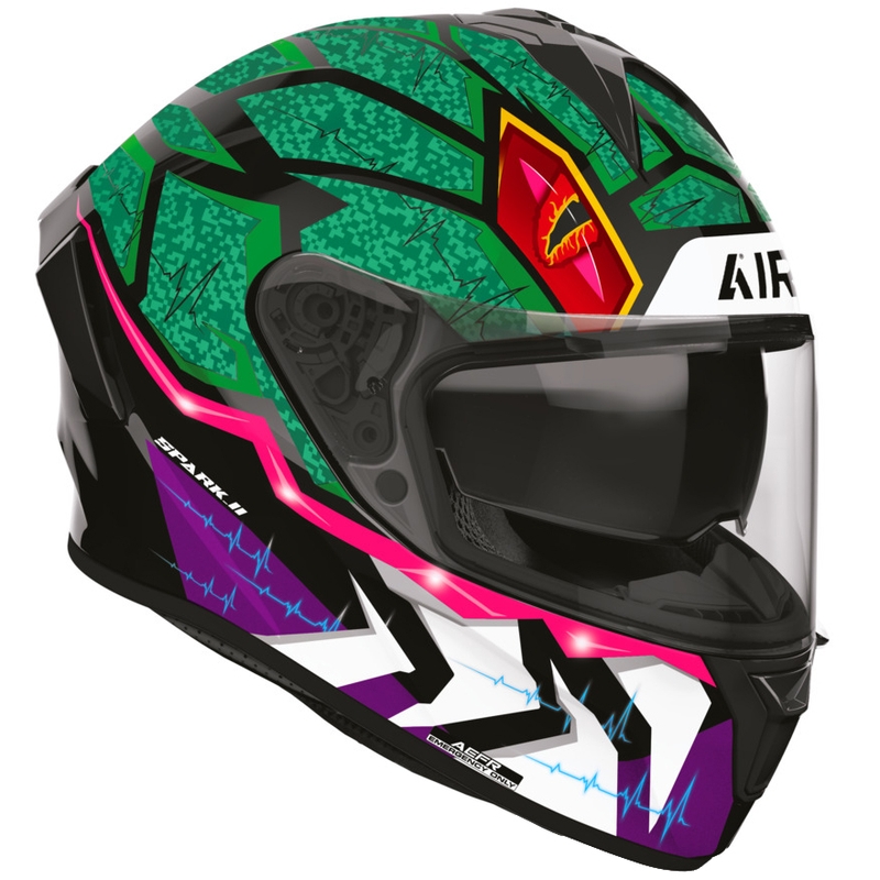 Airoh Spark 2 Rex integralna motoristična čelada črno-zeleno-vijolična
