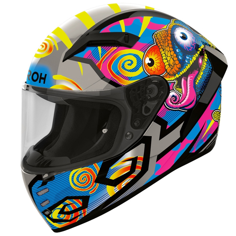 Motociklistična čelada Airoh Connor Chameleon z integriranim obrazom, večbarvna