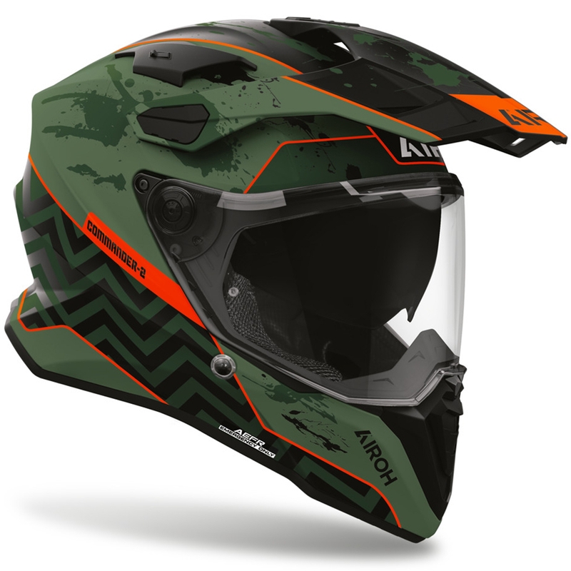 Enduro motoristična čelada Airoh Commander 2 Plug mat črno-zeleno-rdeča