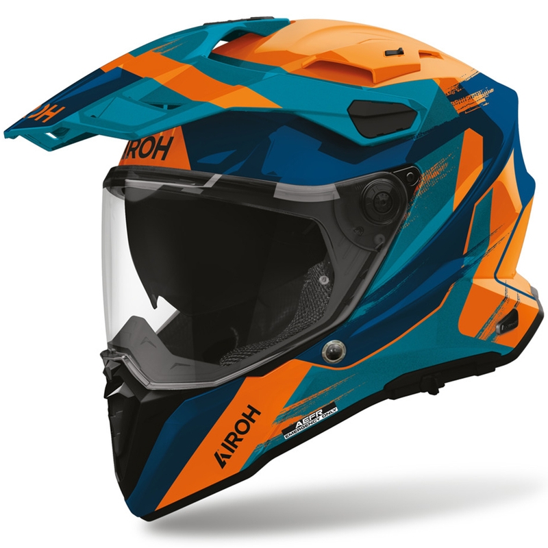 Enduro motoristična čelada Airoh Commander 2 Razor modro-oranžna