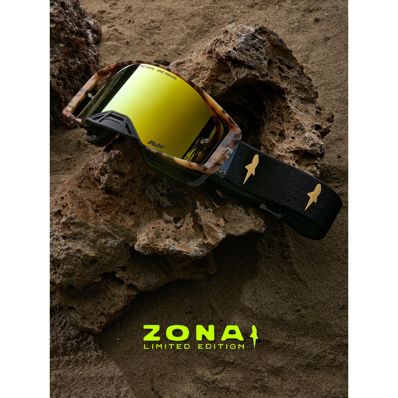 Motokros očala Alpinestars Supertech Zona limited edition črno-rjava z zrcalno zlatim pleksi steklom
