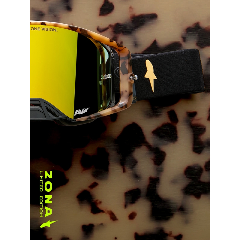 Motokros očala Alpinestars Supertech Zona limited edition črno-rjava z zrcalno zlatim pleksi steklom