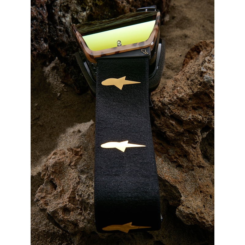 Motokros očala Alpinestars Supertech Zona limited edition črno-rjava z zrcalno zlatim pleksi steklom