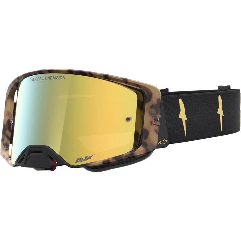 Motokros očala Alpinestars Supertech Zona limited edition črno-rjava z zrcalno zlatim pleksi steklom
