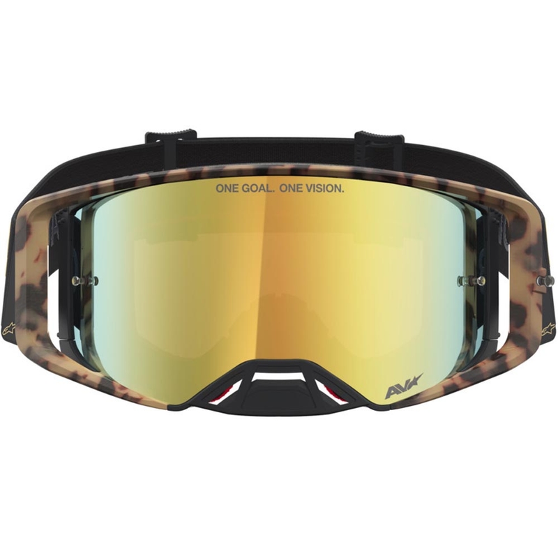 Motokros očala Alpinestars Supertech Zona limited edition črno-rjava z zrcalno zlatim pleksi steklom