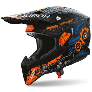 Motokros čelada Airoh Wraaap Gear mat črno-oranžna