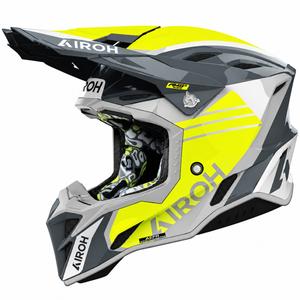 Motokros čelada Airoh Aviator Factory Atlan sivo-rumena