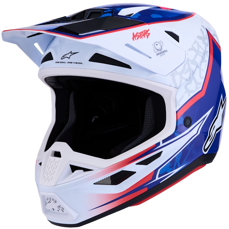 Motokros čelada Alpinestars Supertech S-M7 Blaster belo-modra