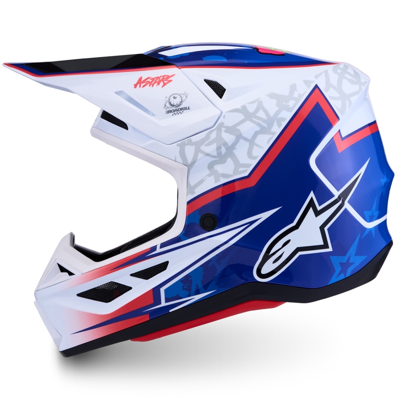 Motokros čelada Alpinestars Supertech S-M7 Blaster belo-modra