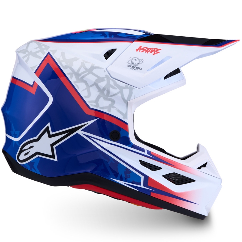 Motokros čelada Alpinestars Supertech S-M7 Blaster belo-modra